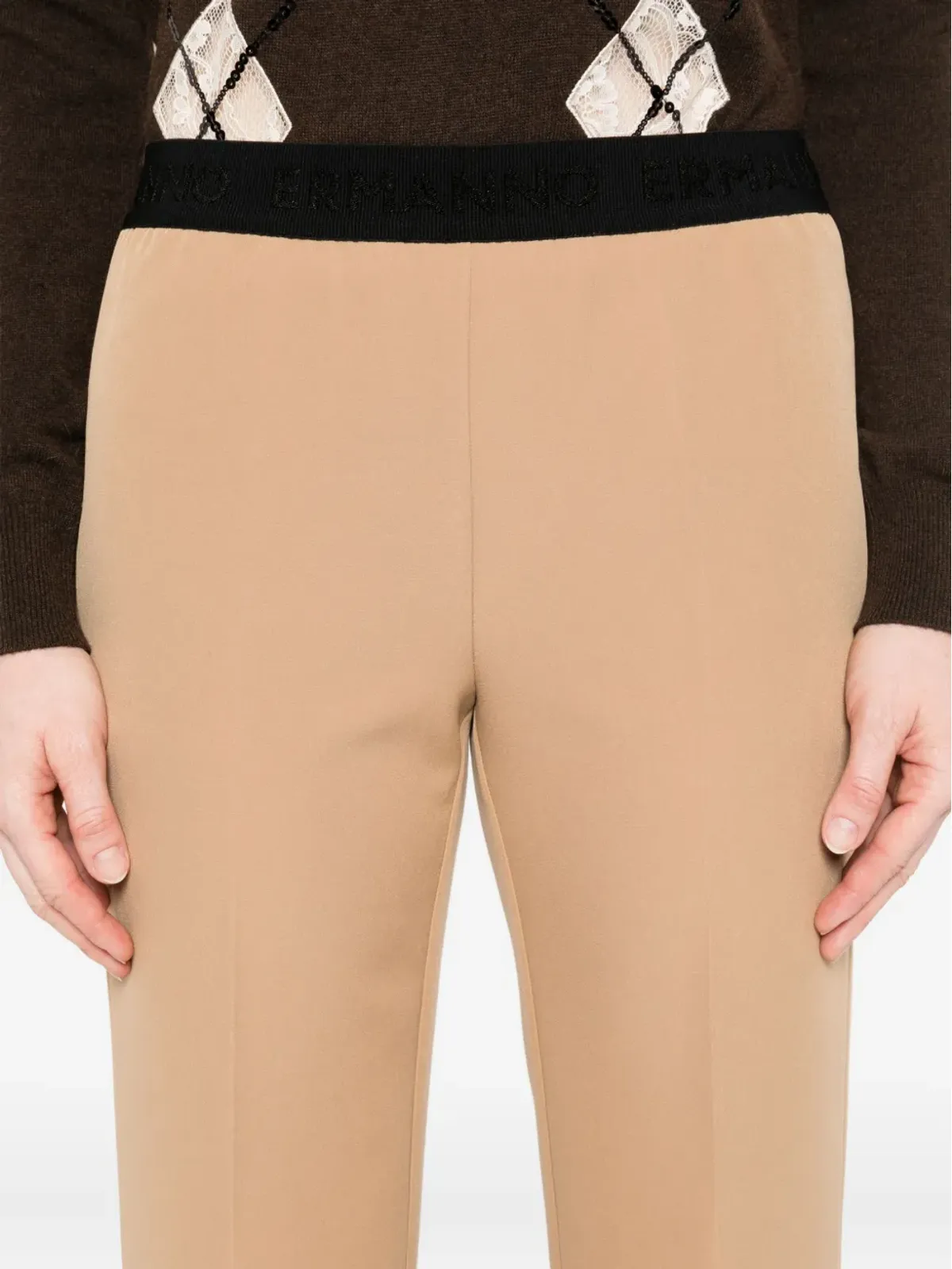 ERMANNO FIRENZE エラスティックウエストバンド トラウザーズ - Brown - 画像5