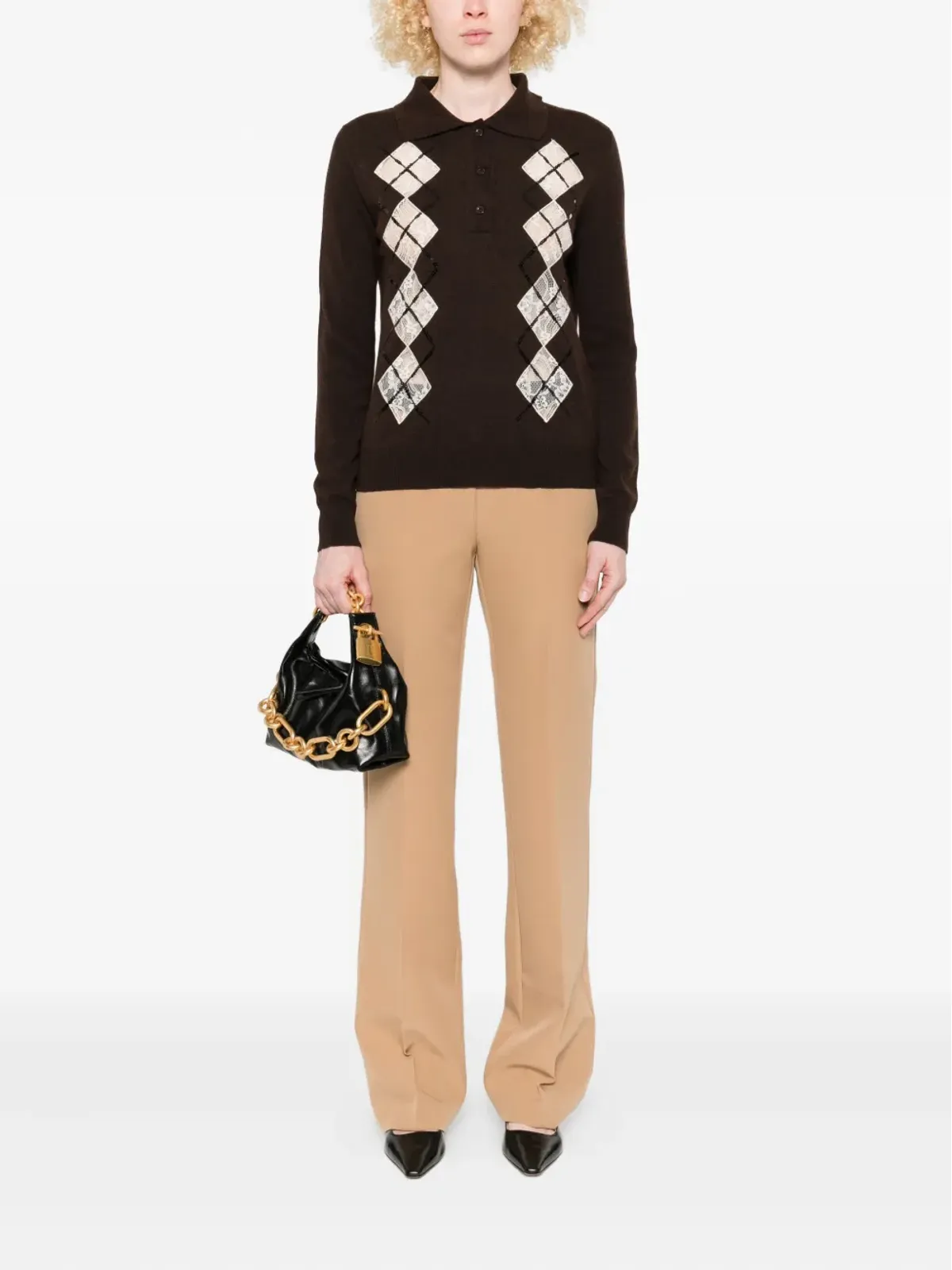 ERMANNO FIRENZE エラスティックウエストバンド トラウザーズ - Brown - 画像2