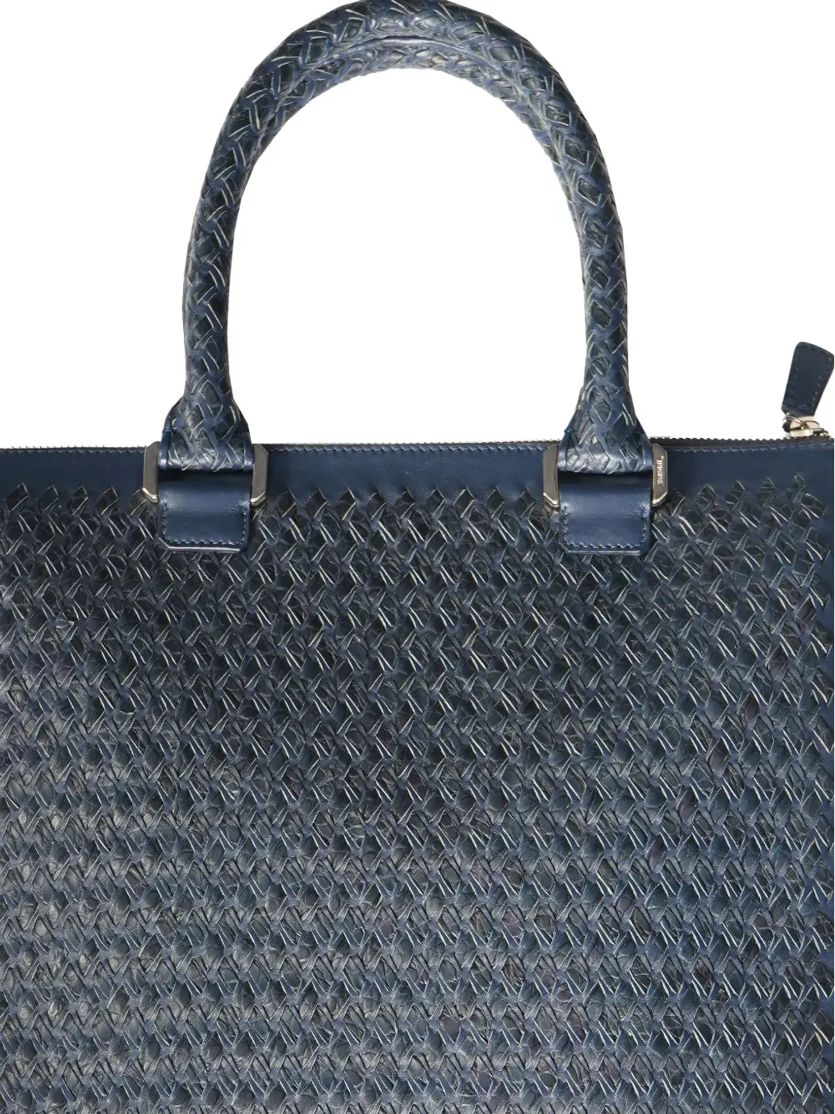 Lardini タルディーニ 織り込みカーフスキン レザートートバッグ - ブルー - 画像3