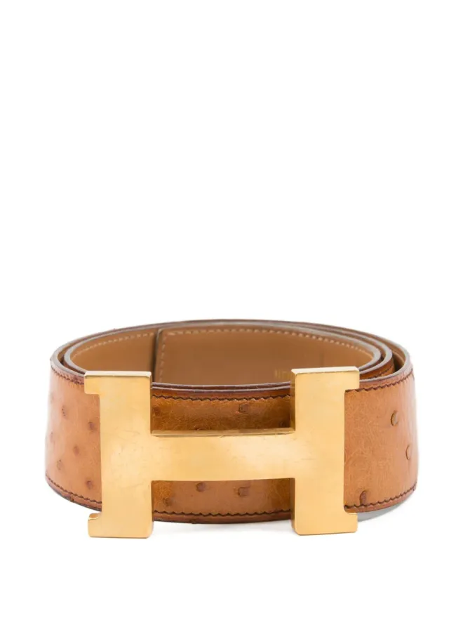 Hermès Pre-Owned Hermès Pre-Owned 1998 Constance ostrich leather buckled belt - Brownの商品画像