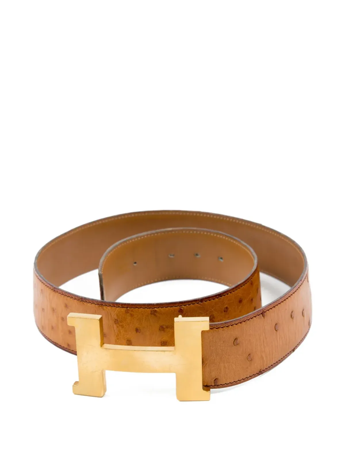Hermès Pre-Owned 1998 Constance ostrich leather buckled belt - Brown - 画像2