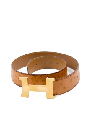 Hermès Pre-Owned 1998 Constance ostrich leather buckled belt - Brown - サムネイル2
