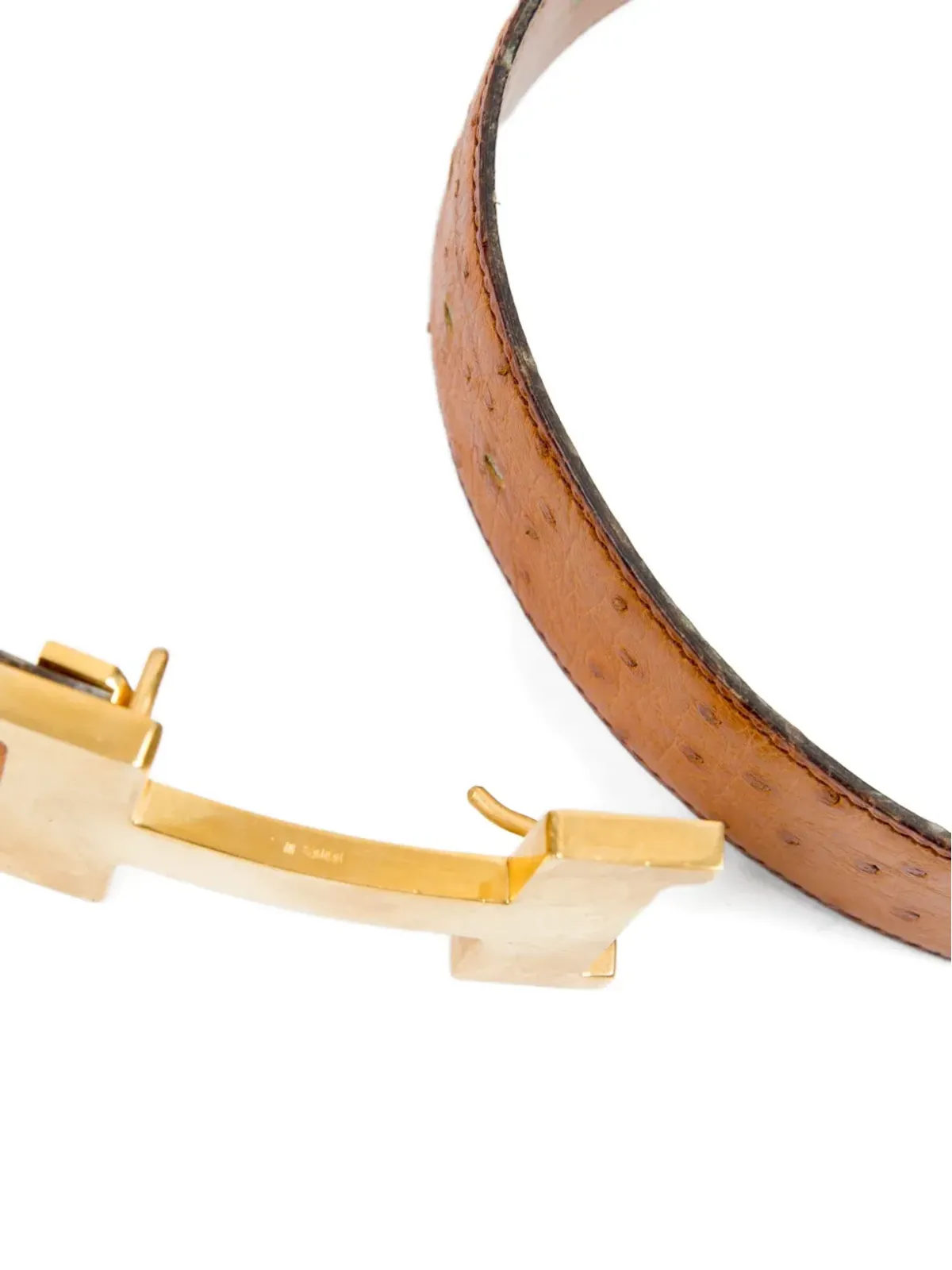 Hermès Pre-Owned 1998 Constance ostrich leather buckled belt - Brown - 画像4