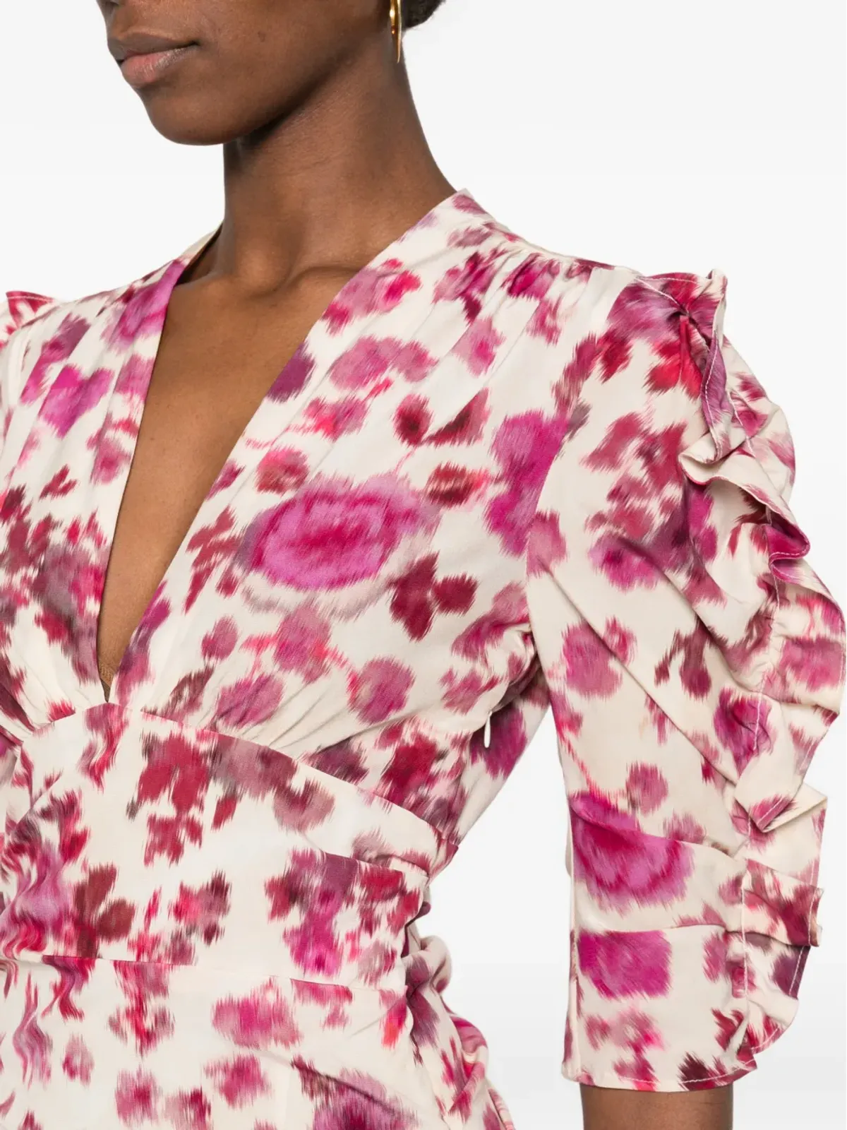 ISABEL MARANT 花柄プリントのフリルミニドレス - 画像5