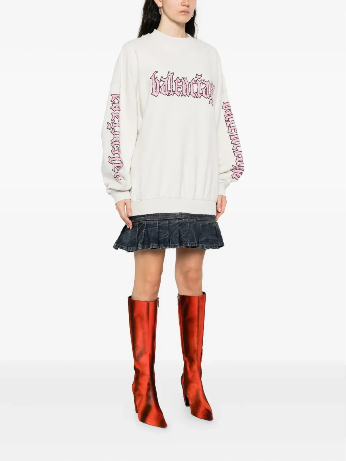 Balenciaga プリーツヘム ロゴドレス - 画像3