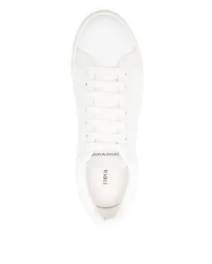 Emporio Armani レザー・パネルド・レースアップスニーカー - ホワイト - サムネイル4