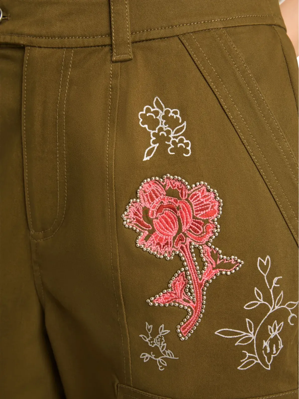 Cinq A Sept Zola刺繍カーゴパンツ - 画像5