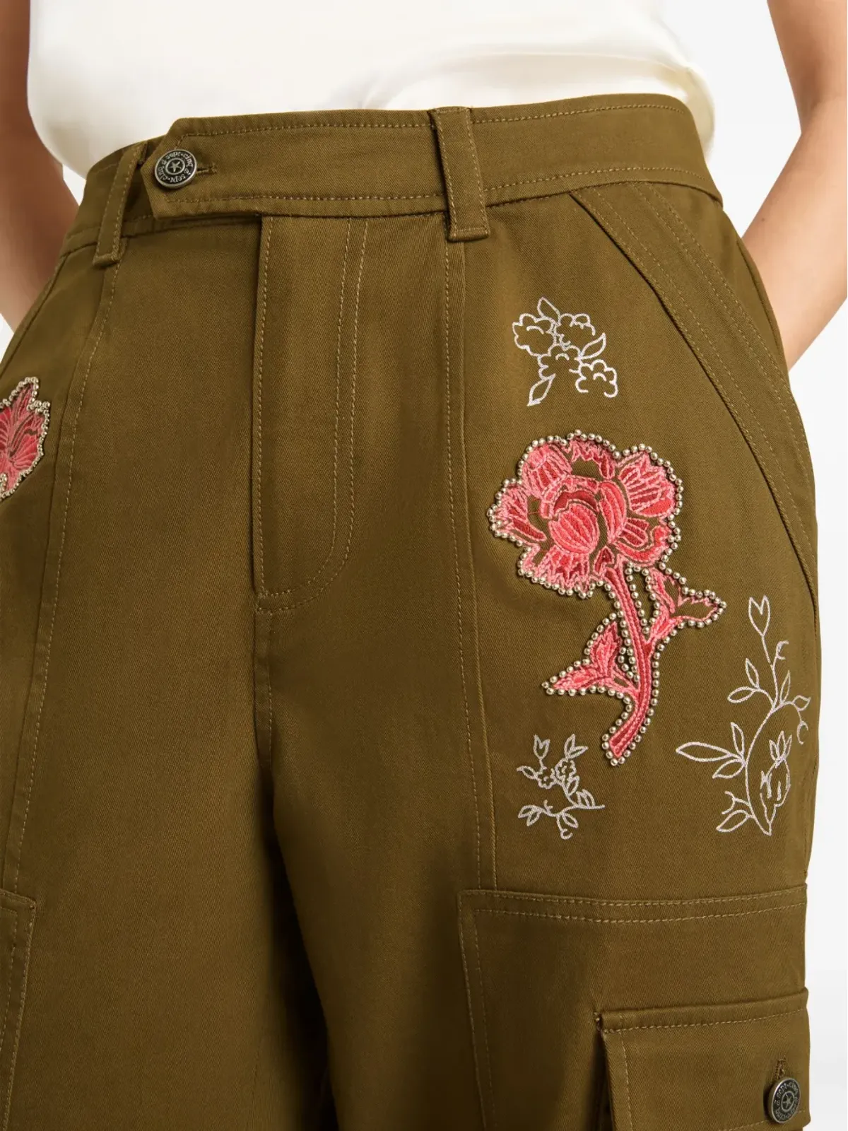 Cinq A Sept Zola刺繍カーゴパンツ - 画像4