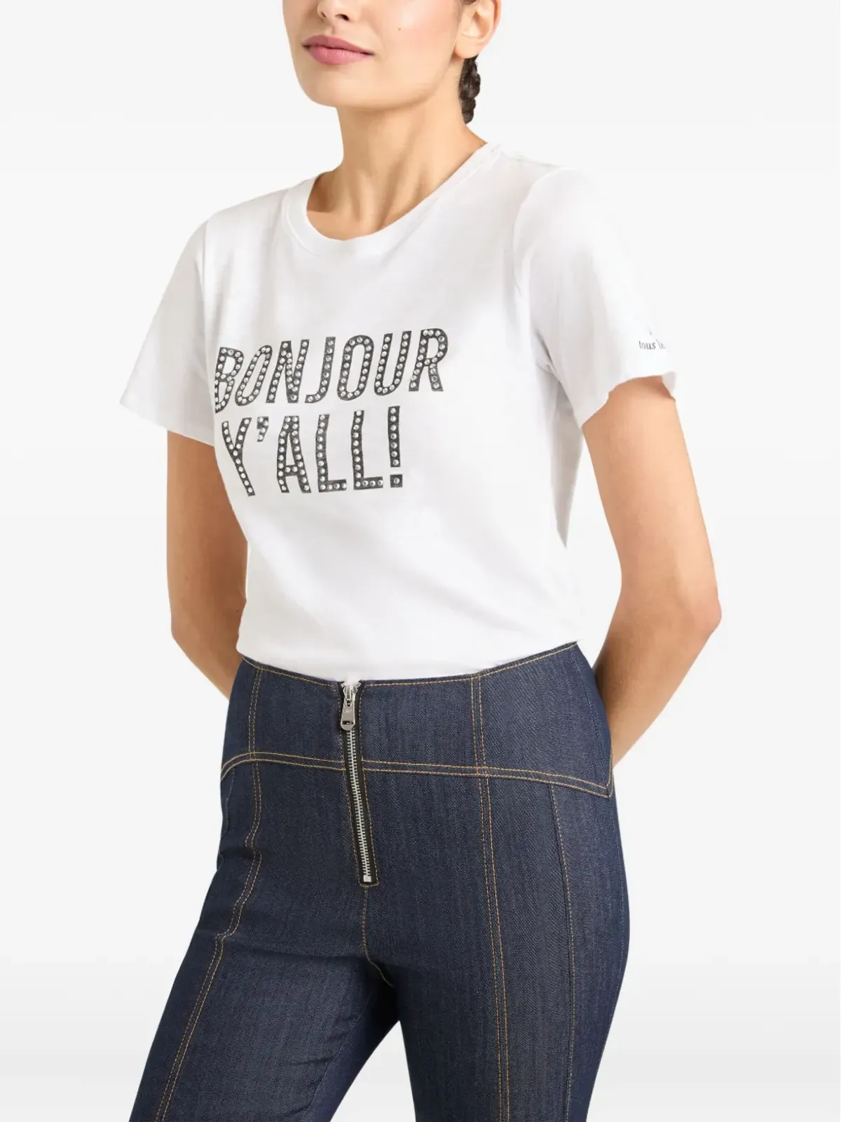 Cinq A Sept Bonjour Y'all embellished T-shirt - 画像3