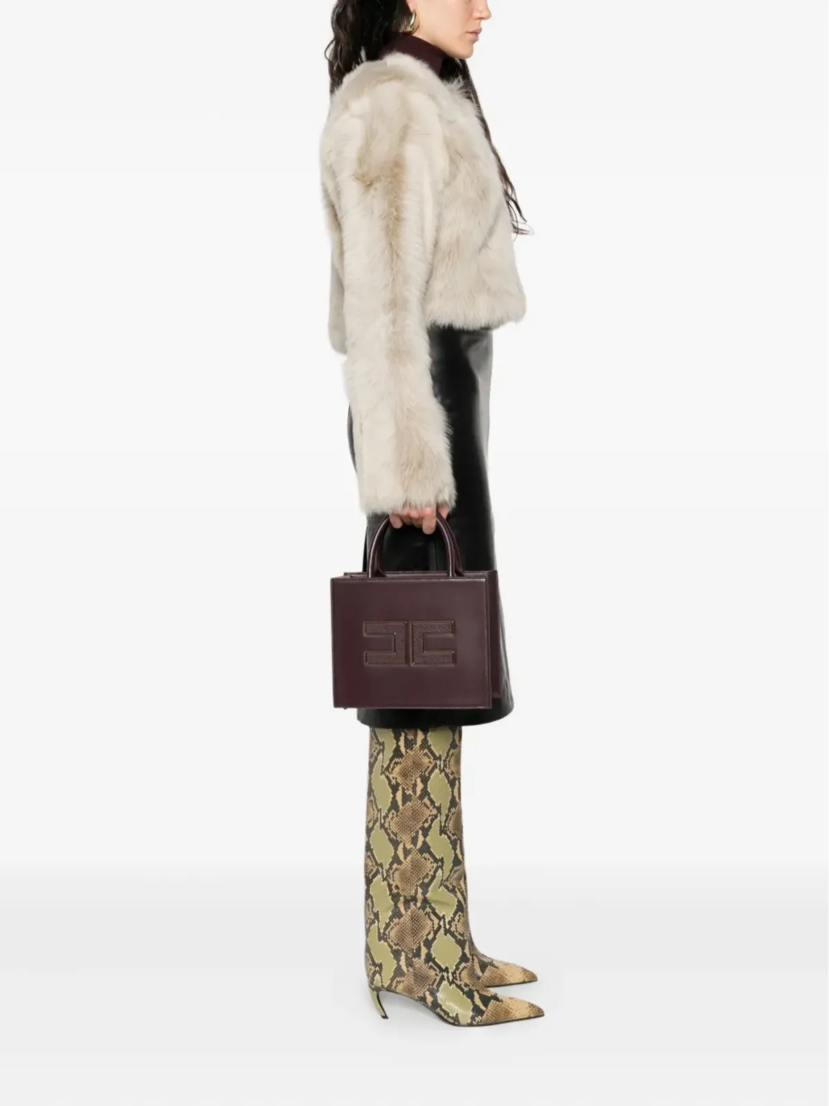 Elisabetta Franchi ロゴエンボス トートバッグ - 画像2