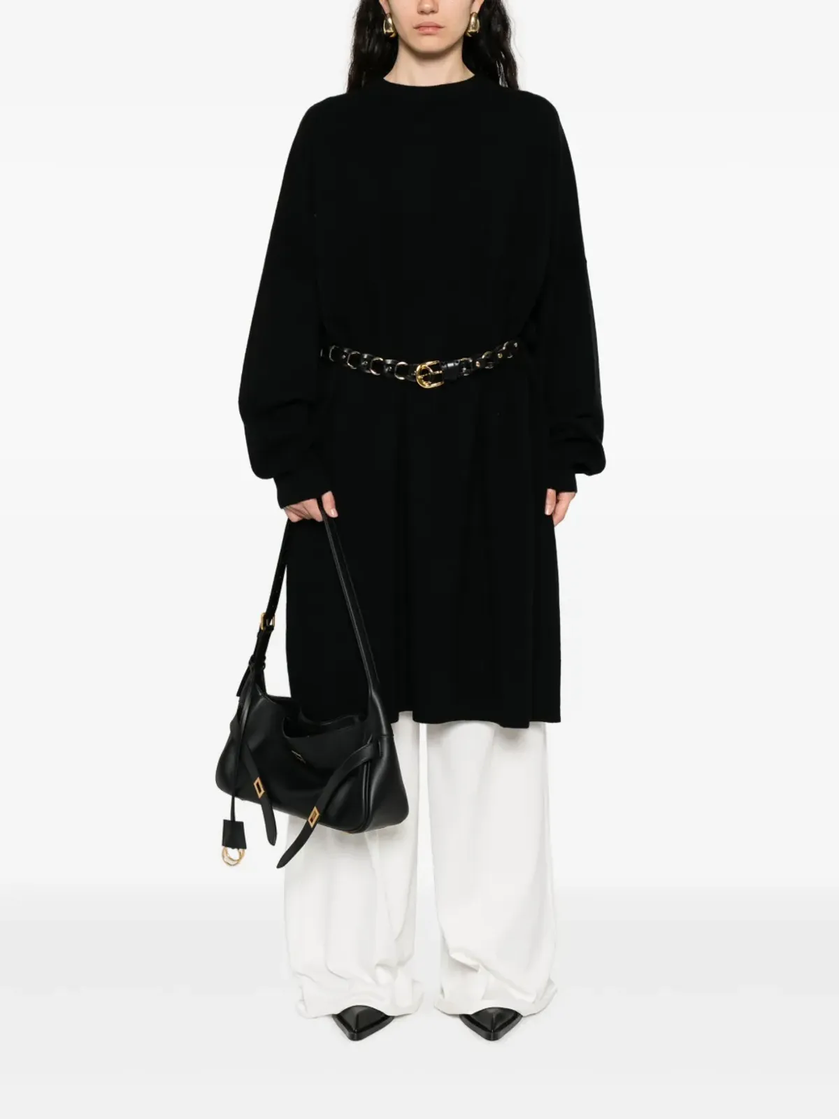 extreme cashmere 丸首リブ編みニットワンピース - 画像3