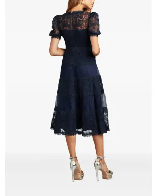 Tadashi Shoji 刺繍入りプリーツミディドレス - Blue - サムネイル3