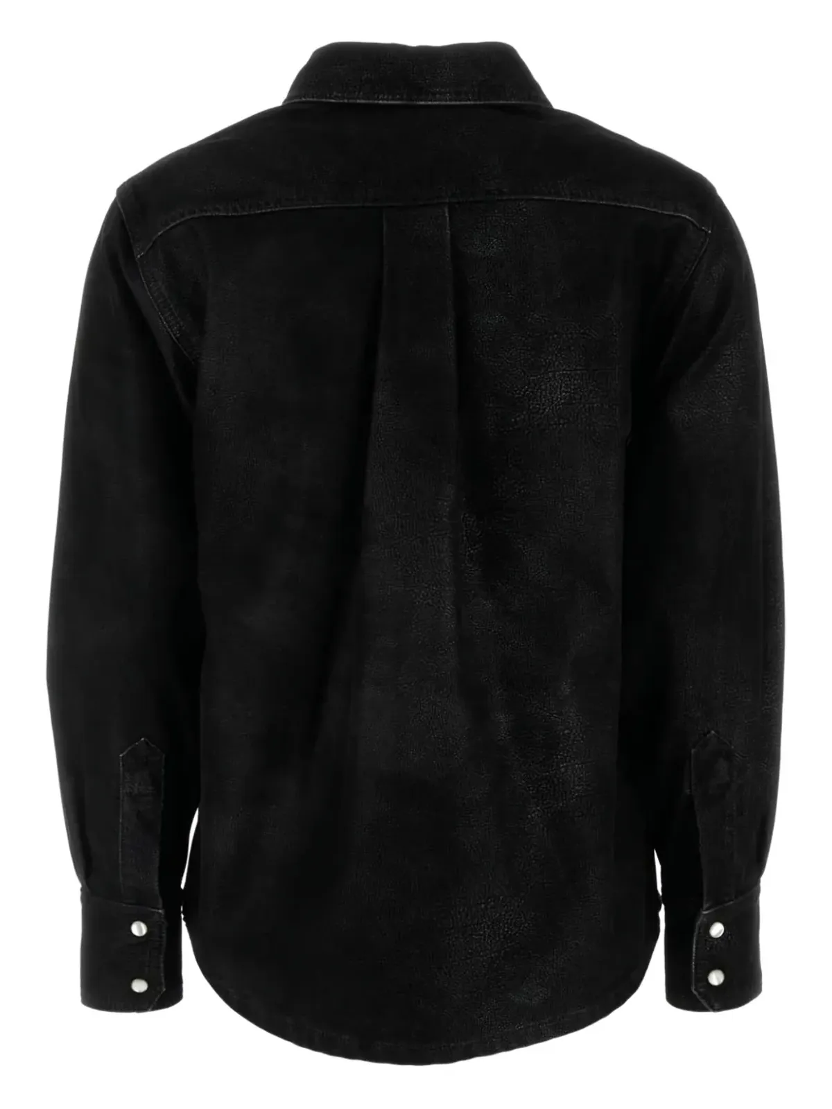 MARANT ÉTOILE Delcia レザー調フラップポケットシャツ（ブラック） - 画像2
