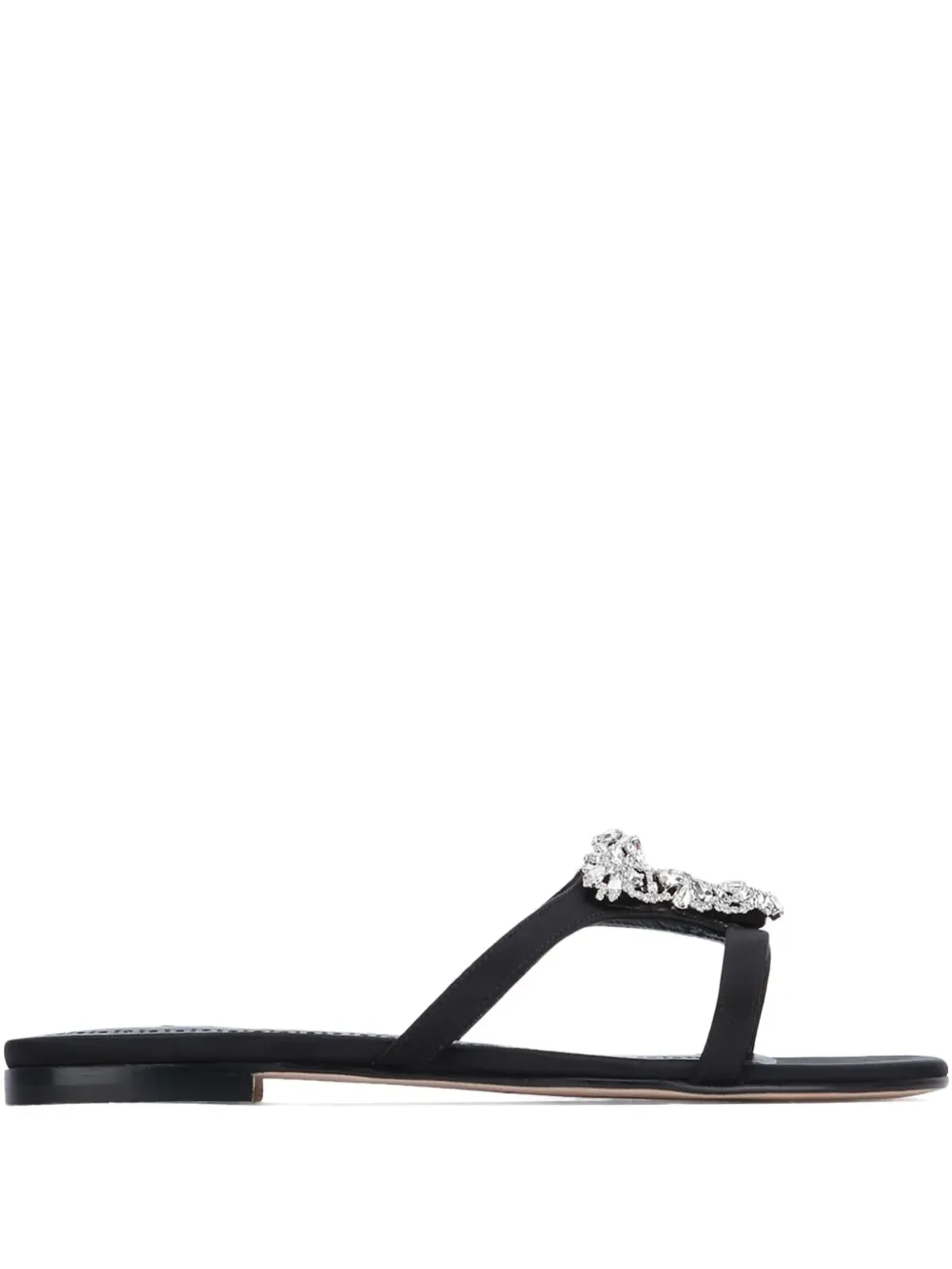Manolo Blahnik トリナム クリスタル装飾サテン フラットサンダル - 画像1