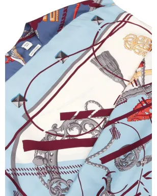 Hermès Pre-Owned Les Clés シルク Tシャツドレス ブルー - サムネイル3