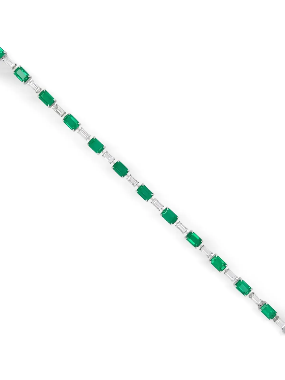 HYT Jewelry 18Kホワイトゴールド エメラルドとダイヤモンド テニスブレスレット - シルバー - 画像2