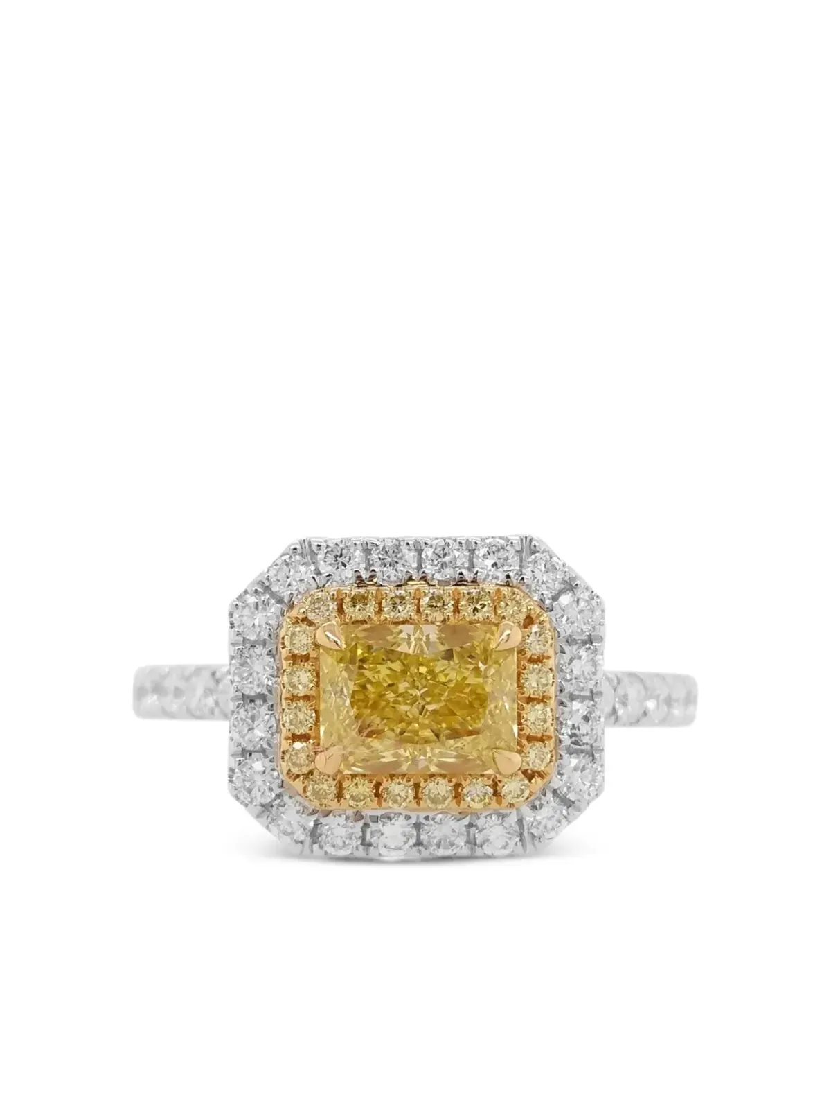HYT Jewelry 18Kホワイトゴールド イエローダイヤモンド ハローリング - シルバー - 画像5