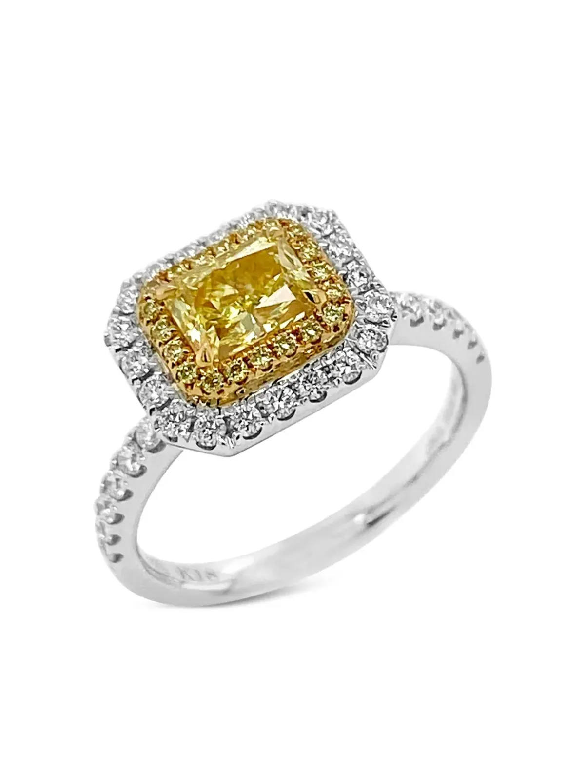 HYT Jewelry 18Kホワイトゴールド イエローダイヤモンド ハローリング - シルバー - 画像4