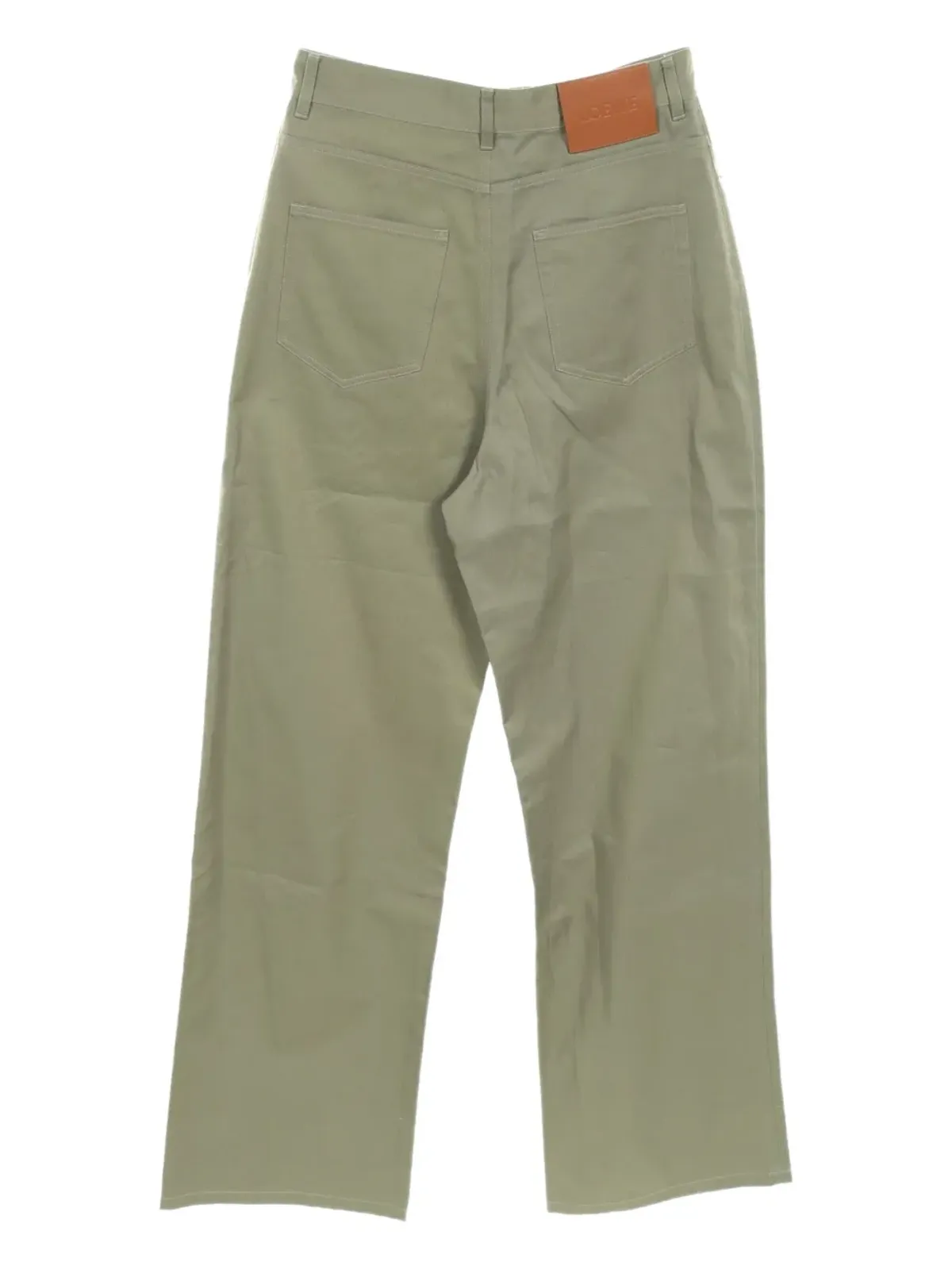 Loewe Pre-Owned 20sハイウエスト レザー・ディテール パンツ - グリーン - 画像2