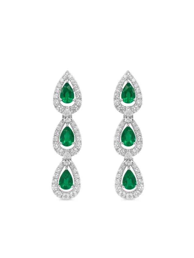 HYT Jewelry HYT Jewelry 18Kホワイトゴールド エメラルドとダイヤモンド ダングリングイヤリングの商品画像