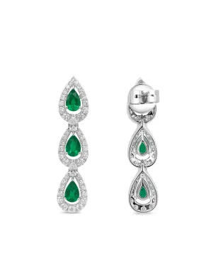 HYT Jewelry 18Kホワイトゴールド エメラルドとダイヤモンド ダングリングイヤリング - サムネイル3