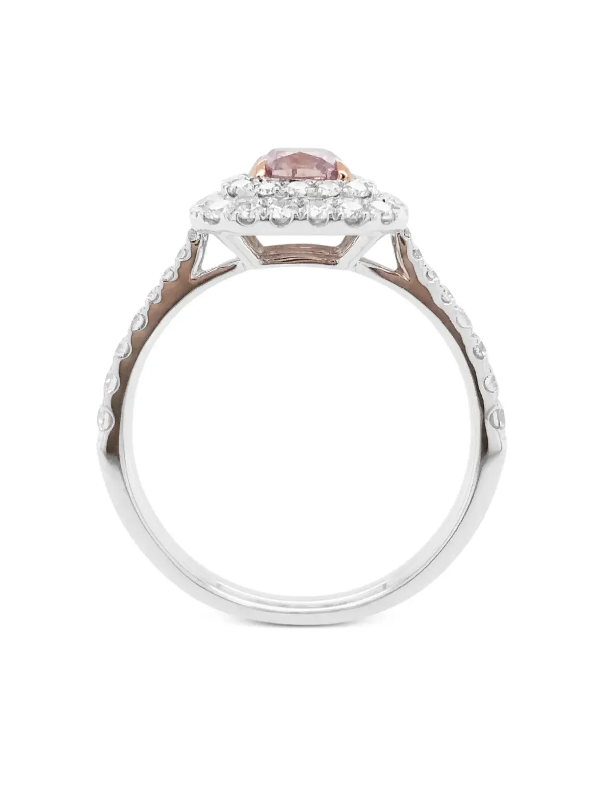 HYT Jewelry プラチナ ピンクダイヤモンド ダブルハロー リング - シルバー - 画像3