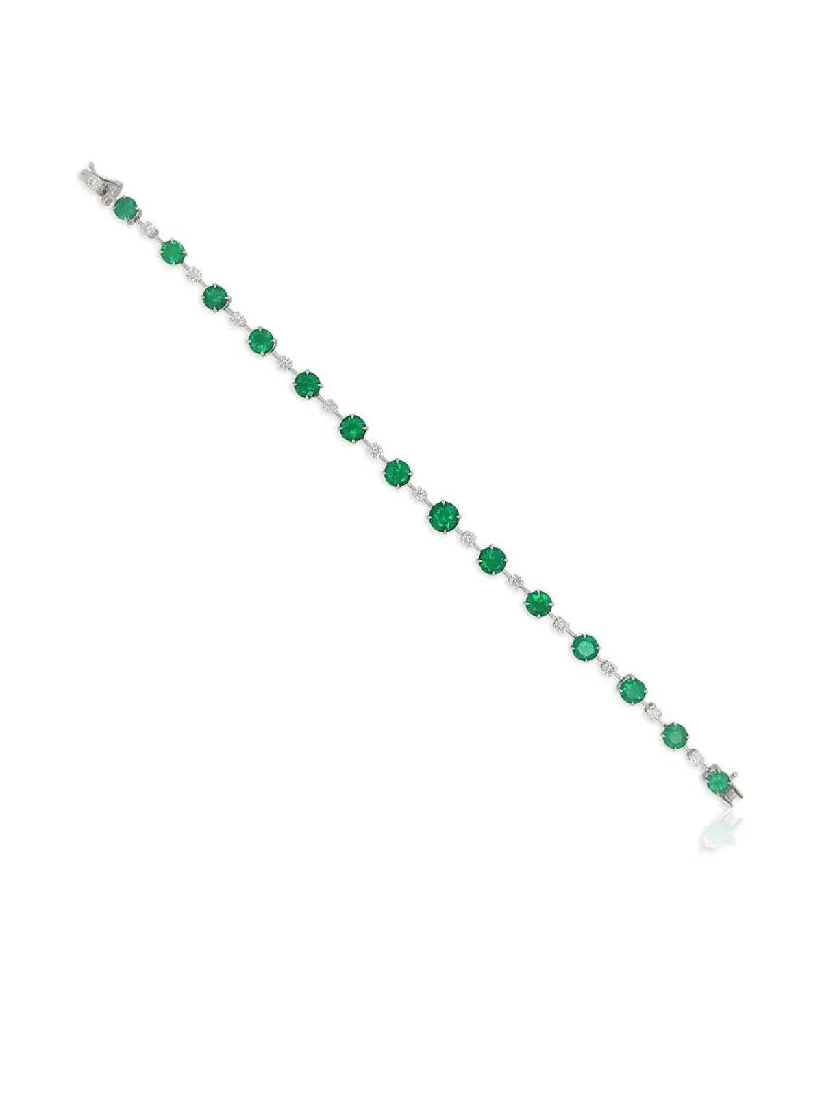 HYT Jewelry 18Kホワイトゴールド テニスエメラルド ブレスレット - 画像3