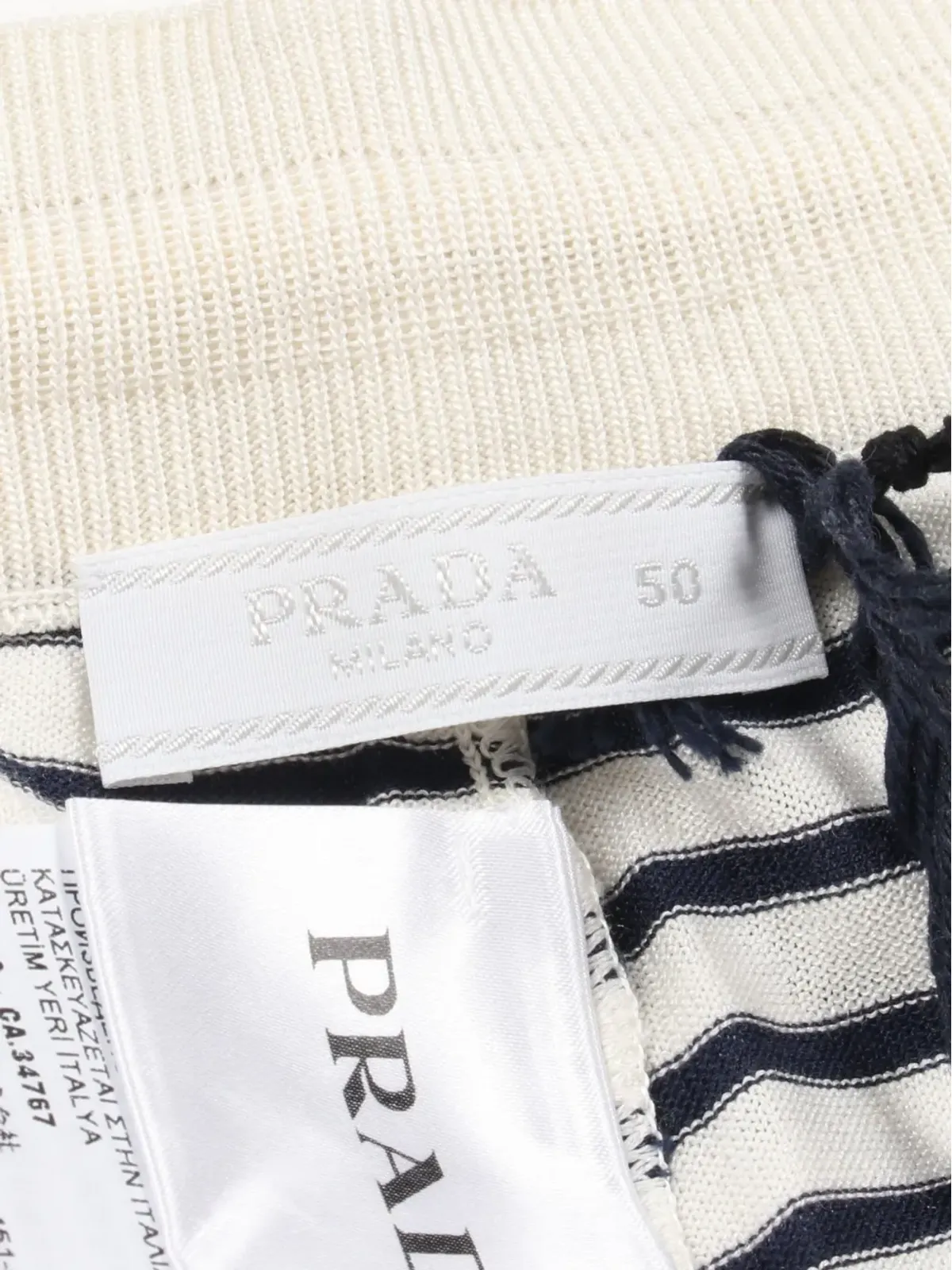 Prada Pre-Owned 2020年代ストライプ地絹パンツ - ホワイト - 画像3