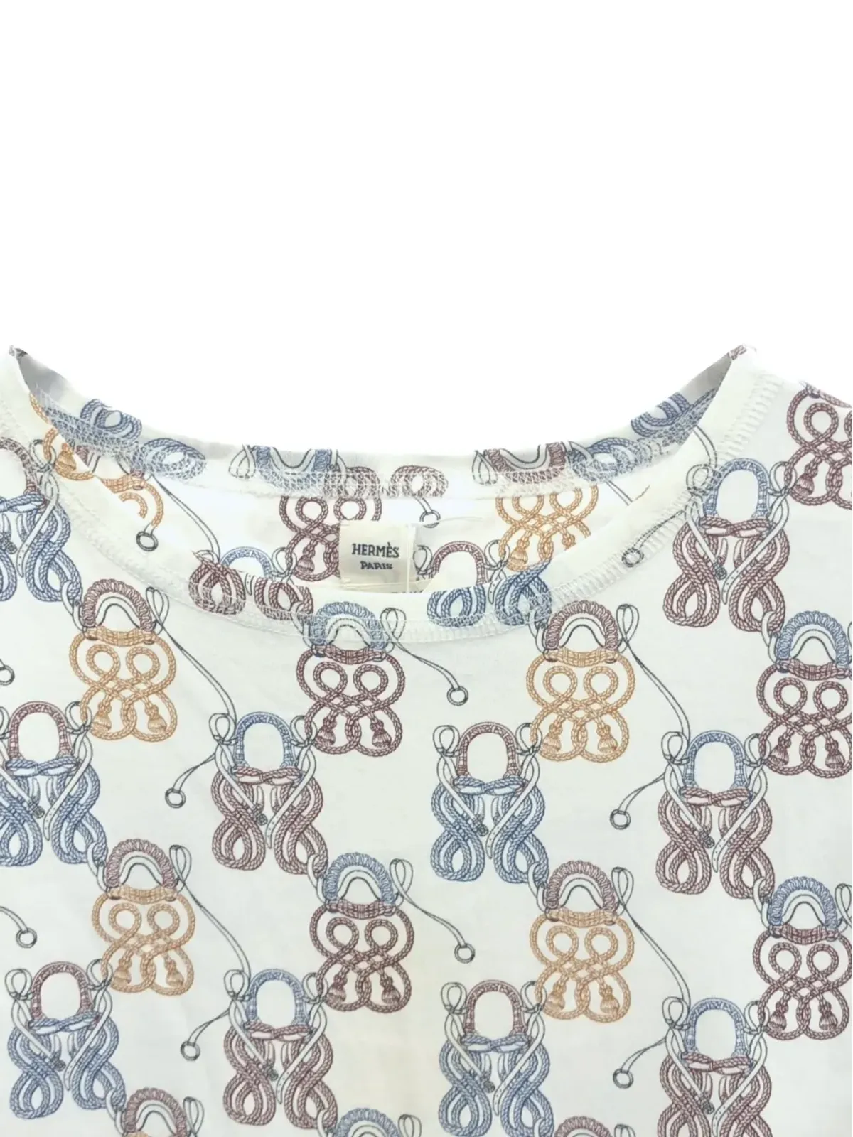 Hermès Pre-Owned 00s ロープ柄コットンTシャツ - 画像3