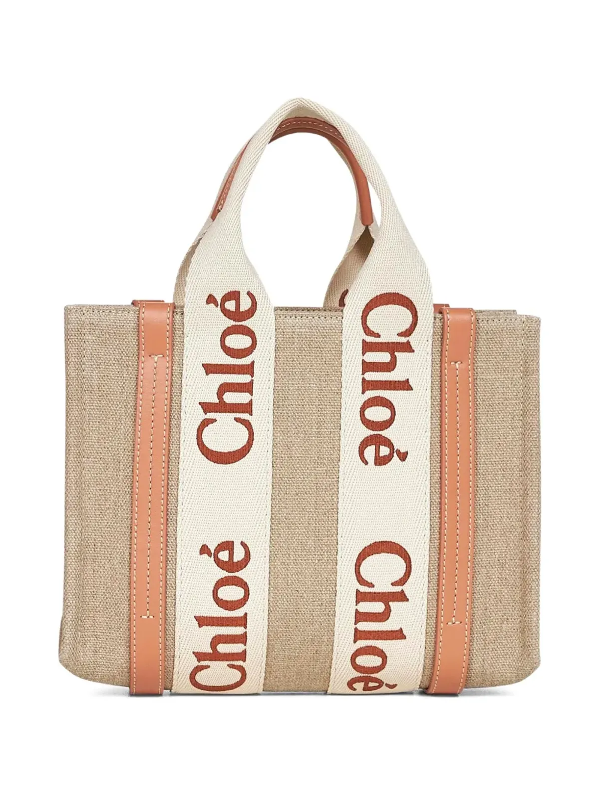 Chloé Woody ロゴディテール入り リネン トートバッグ - 画像3