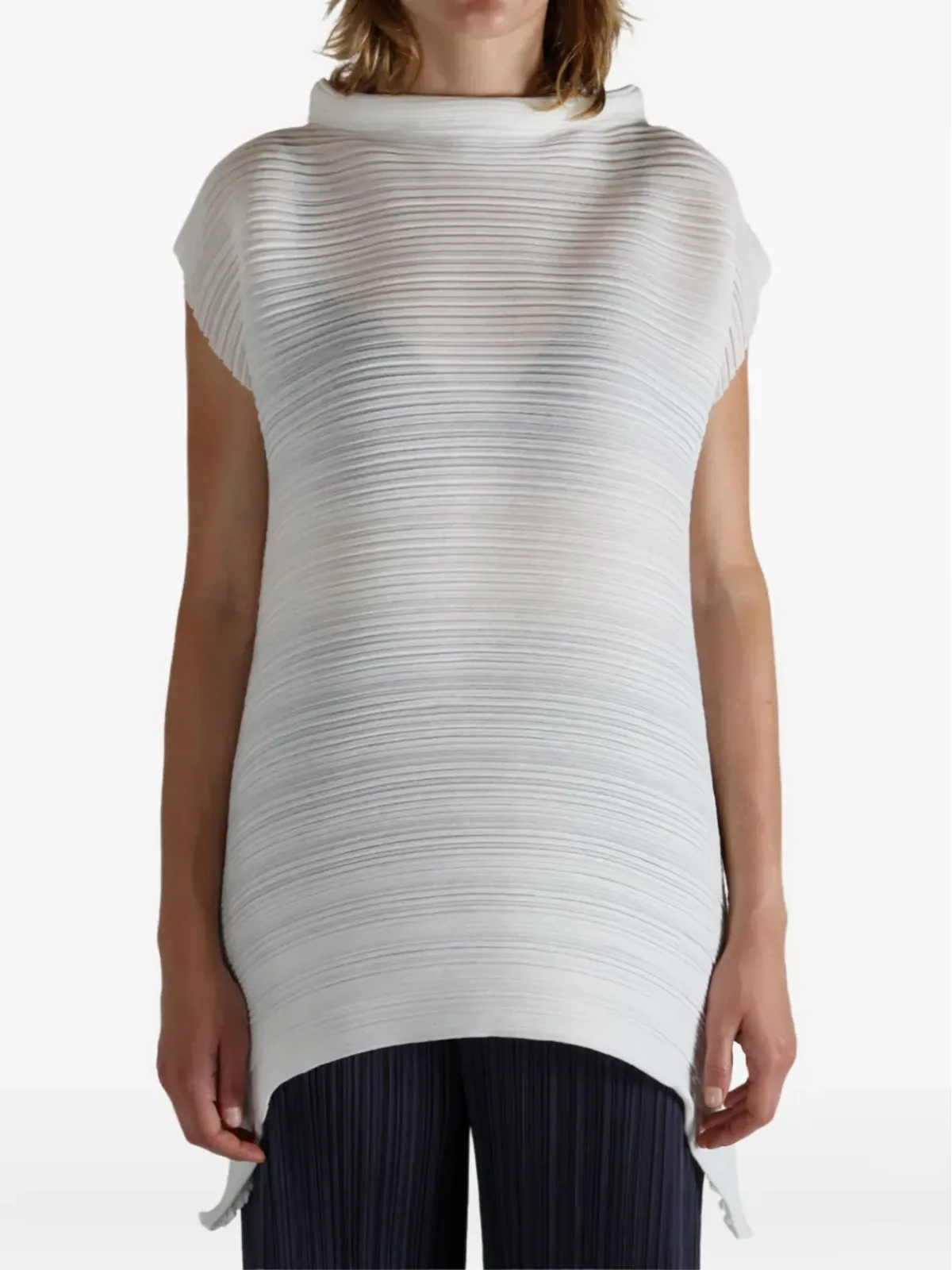 Pleats Please Issey Miyake アシンメトリーヘム プリーツトップ - 画像2