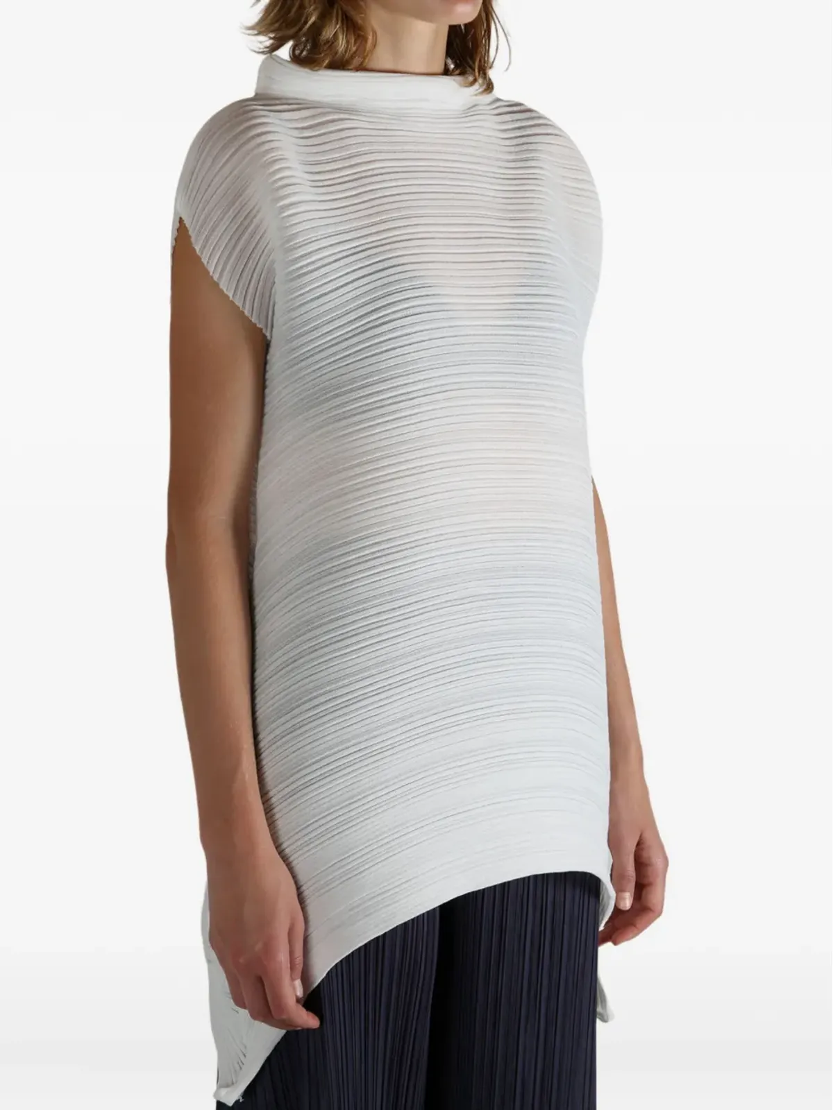 Pleats Please Issey Miyake アシンメトリーヘム プリーツトップ - 画像3
