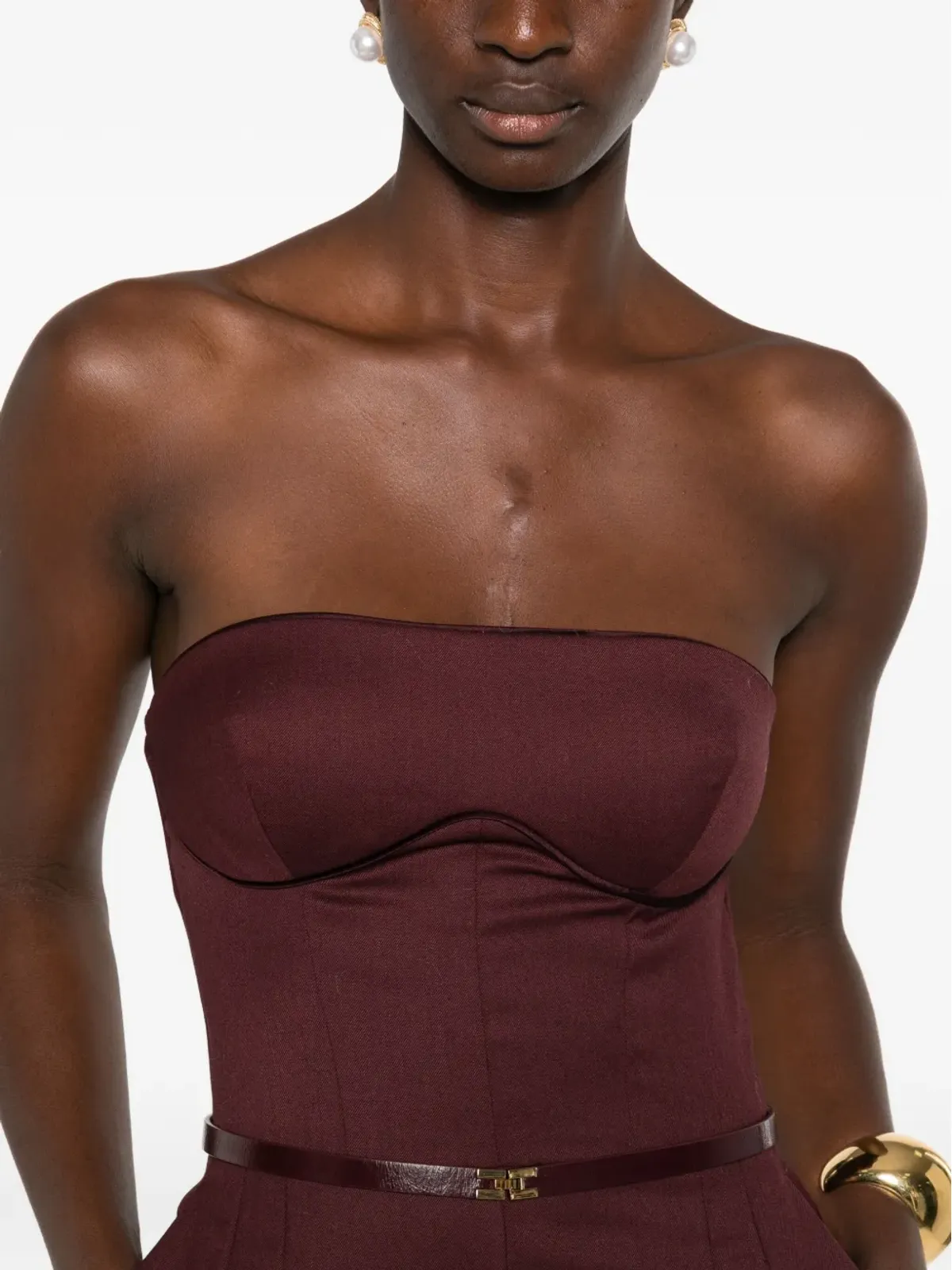 Elisabetta Franchi ストラップレス・プリーツジャンプスーツ - 画像5