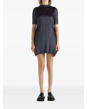 Pleats Please Issey Miyake 月替わりカラー: 7月 プリーツ入り半袖チュニック - グレー - サムネイル2