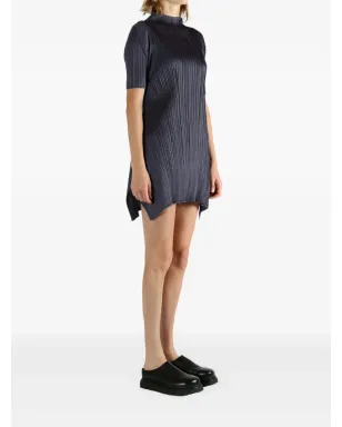 Pleats Please Issey Miyake 月替わりカラー: 7月 プリーツ入り半袖チュニック - グレー - サムネイル3