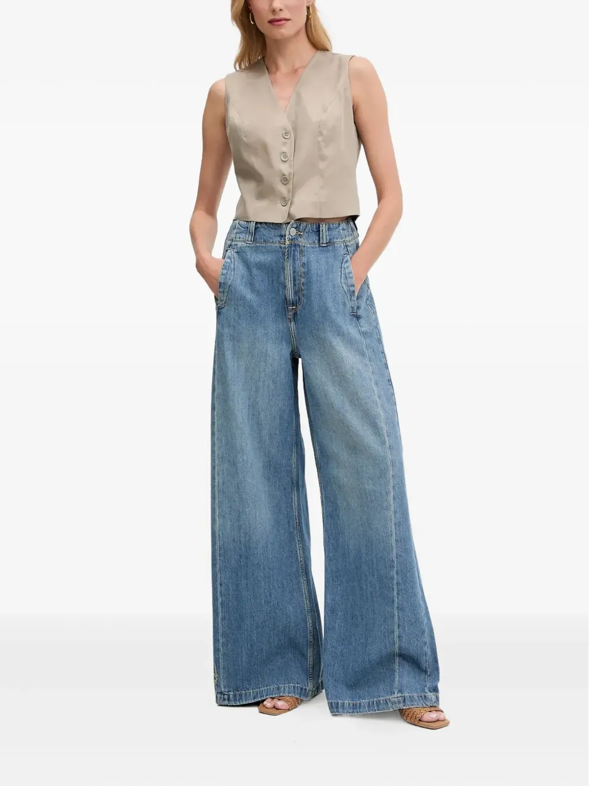 GUESS USA ボタン留め ノースリーブベスト - 画像2