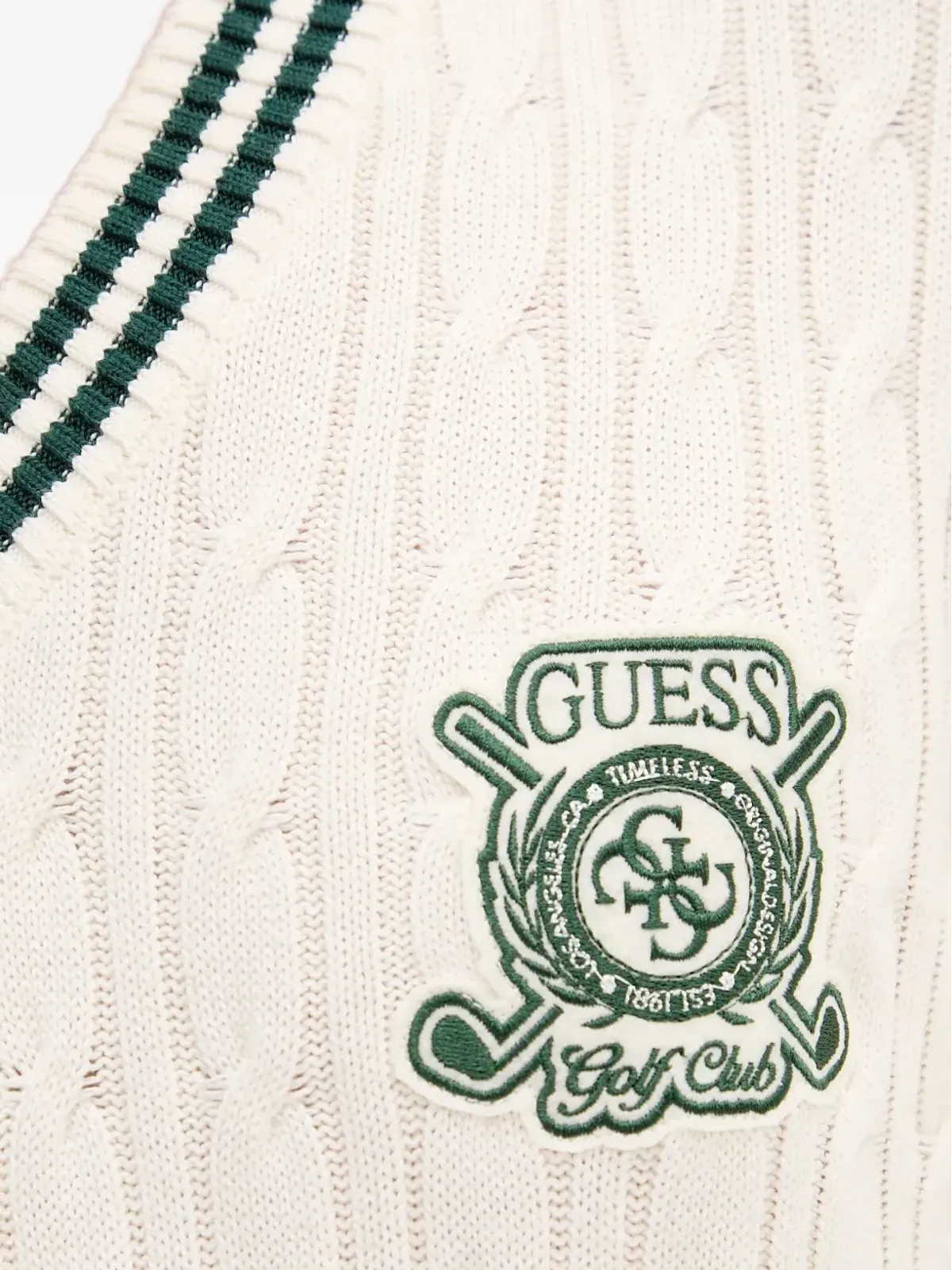 GUESS USA ケーブル編みVネックセーター - 画像4