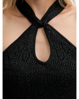 GUESS USA ホルターネック オープンニット マキシドレス ブラック - サムネイル4