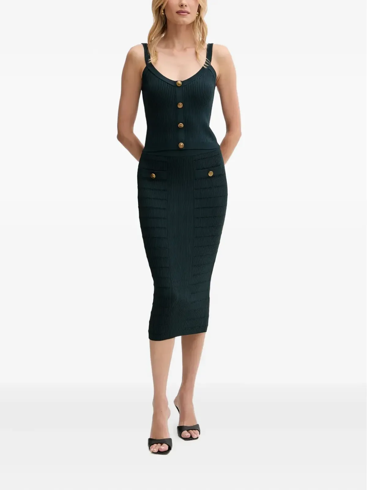 GUESS USA リブ編みボタンディテールスカート - 画像2