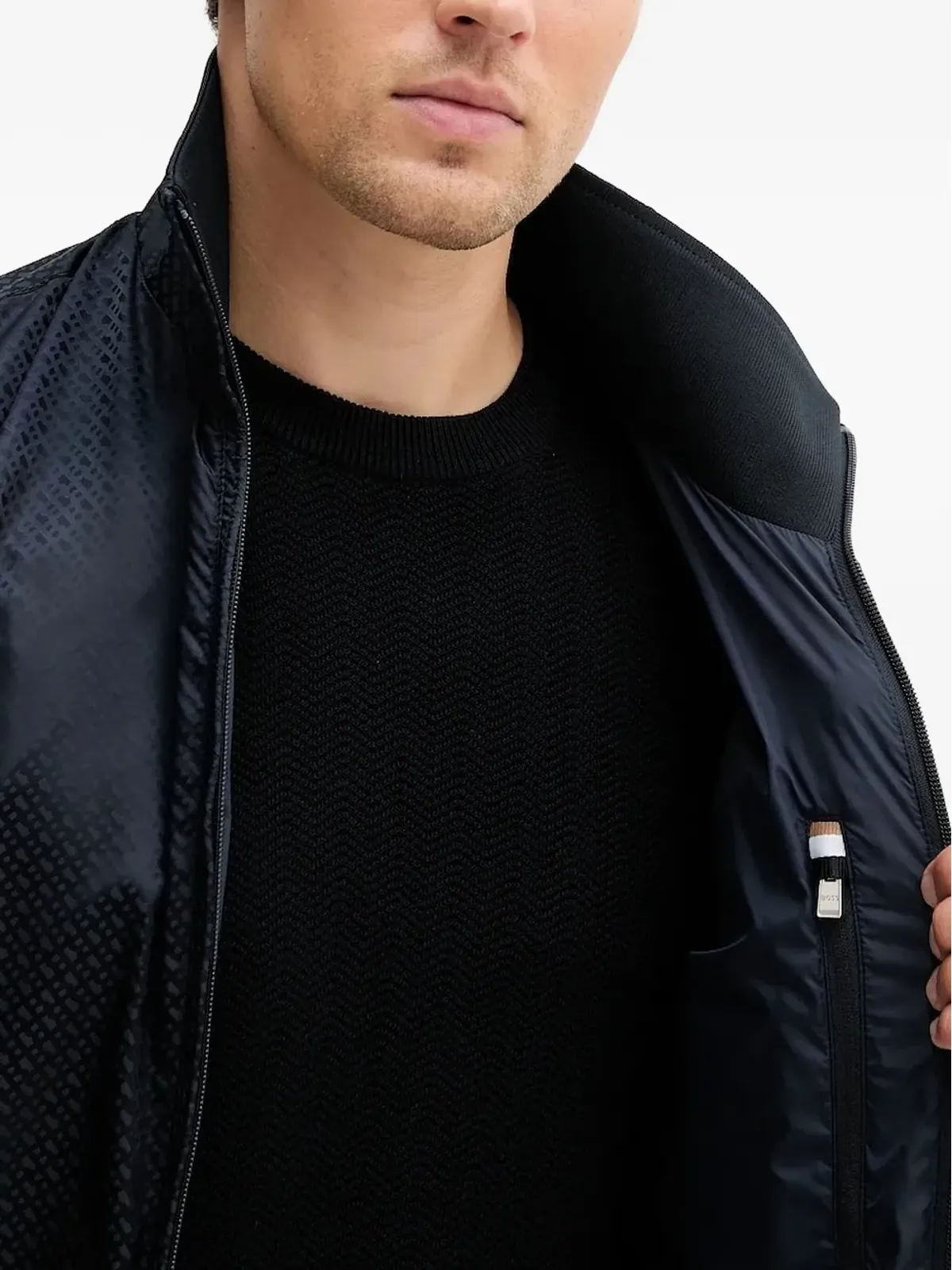 BOSS ロゴ入りジップファスナー ボンバー ジャケット - 画像3