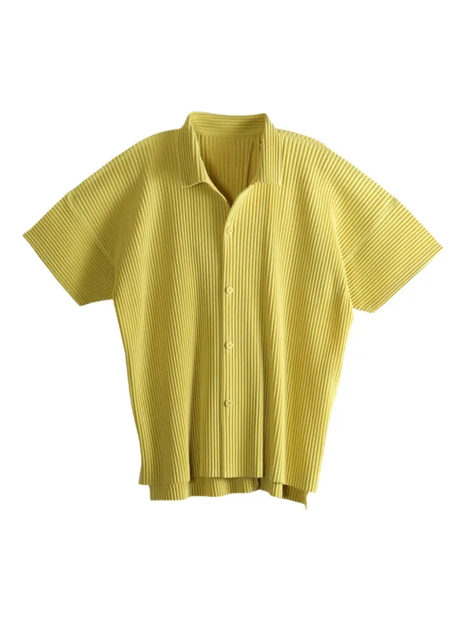 Homme Plissé Issey Miyake Homme Plissé Issey Miyake プリーツ半袖シャツ イエローの商品画像