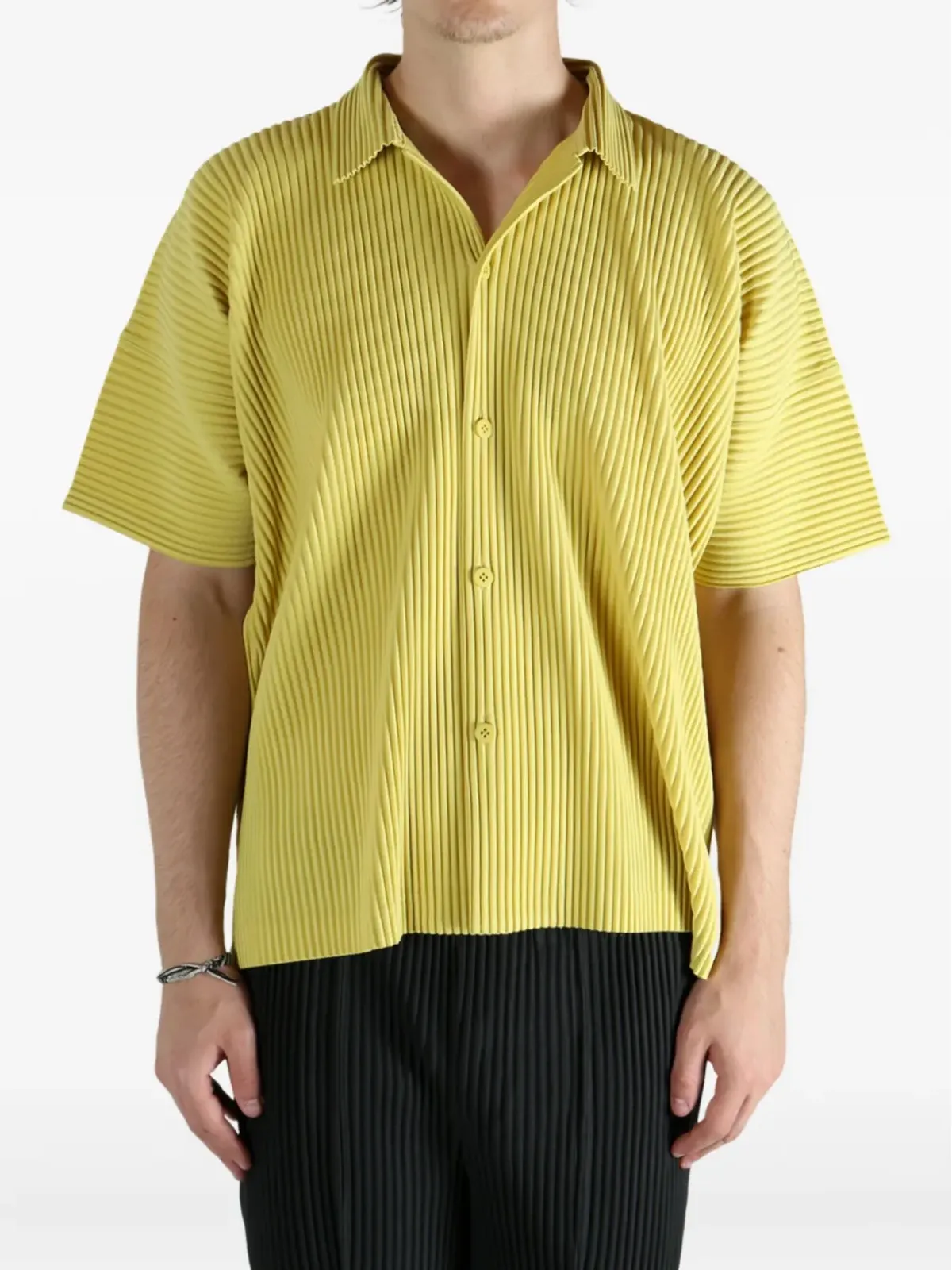 Homme Plissé Issey Miyake プリーツ半袖シャツ イエロー - 画像3