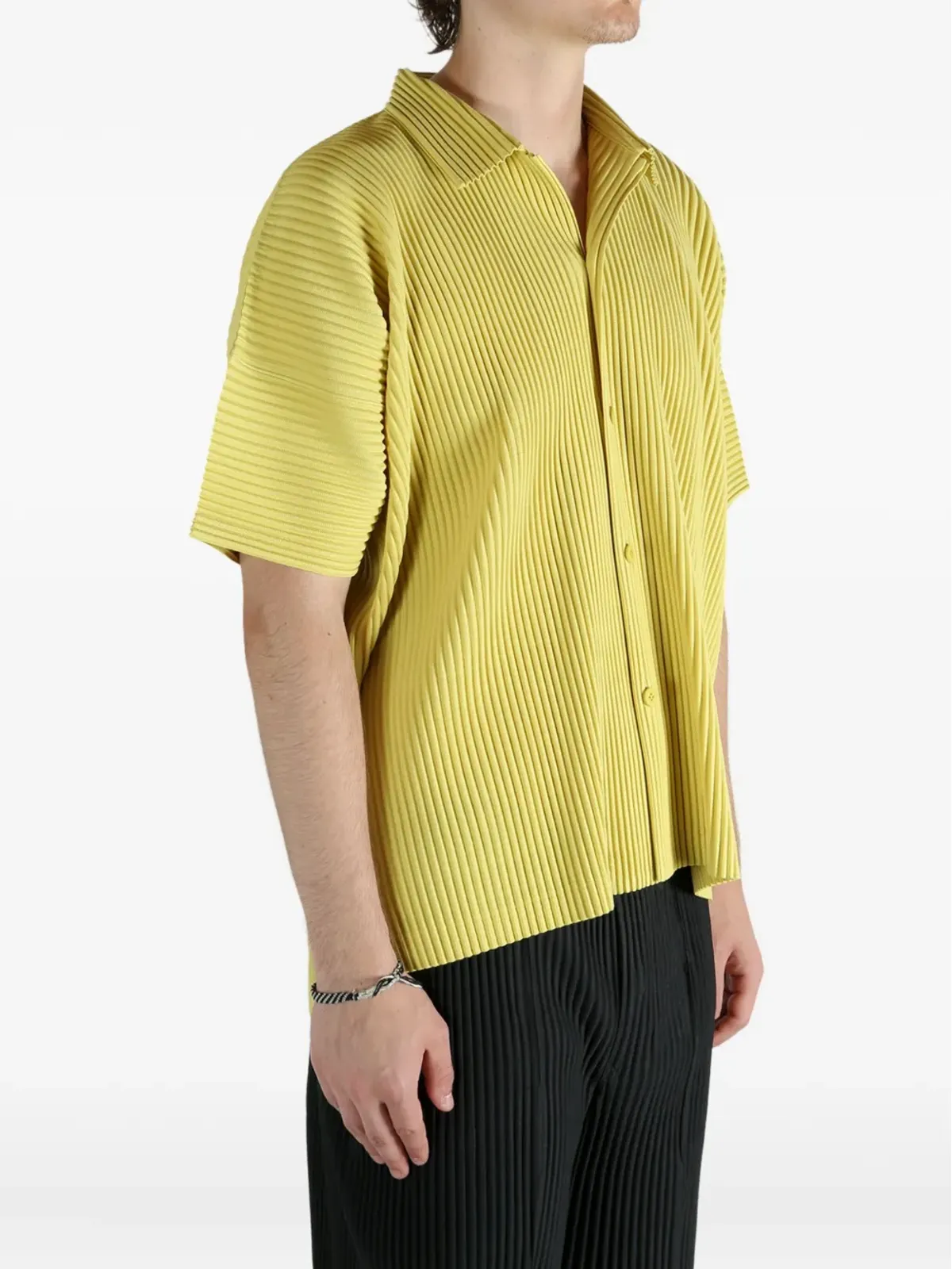 Homme Plissé Issey Miyake プリーツ半袖シャツ イエロー - 画像4