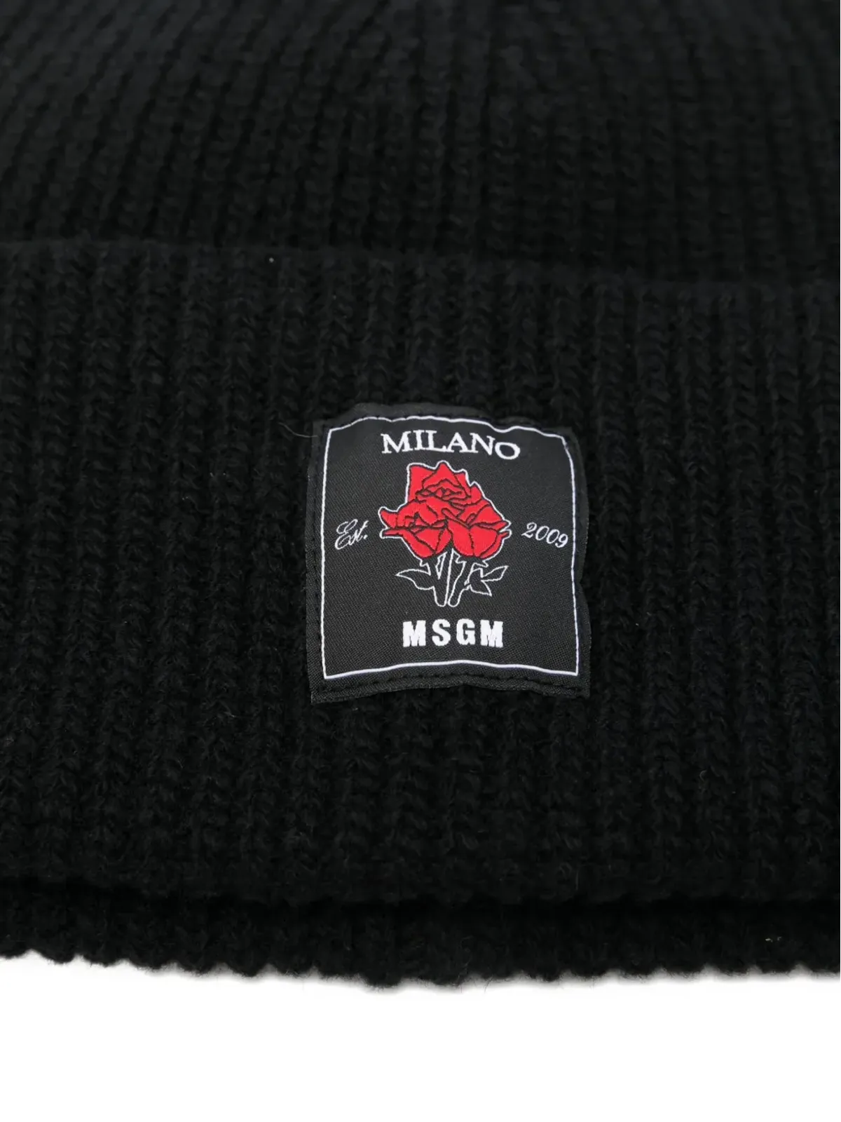 MSGM リブ編みウール ロゴパッチ ビーニー帽 - 画像2