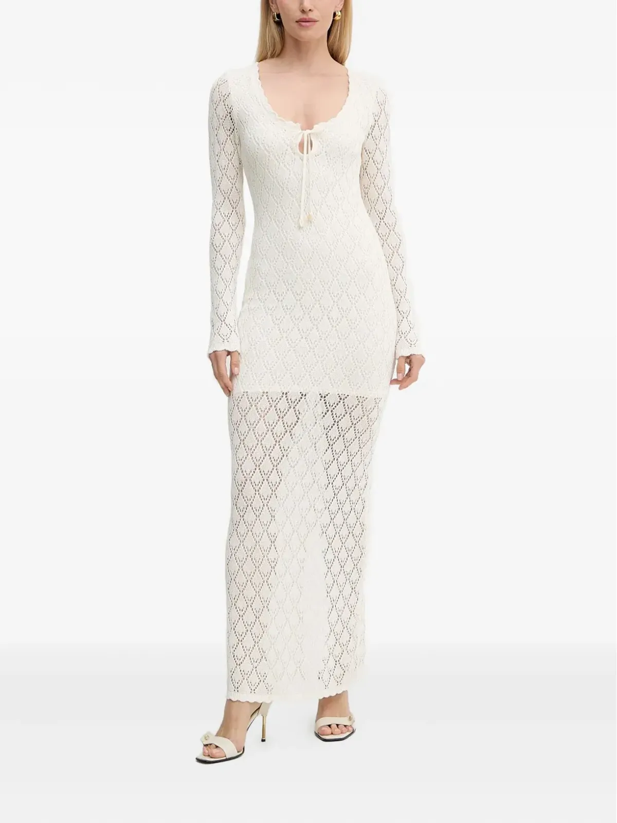 GUESS USA レースアップ crochet マキシドレス - 画像2