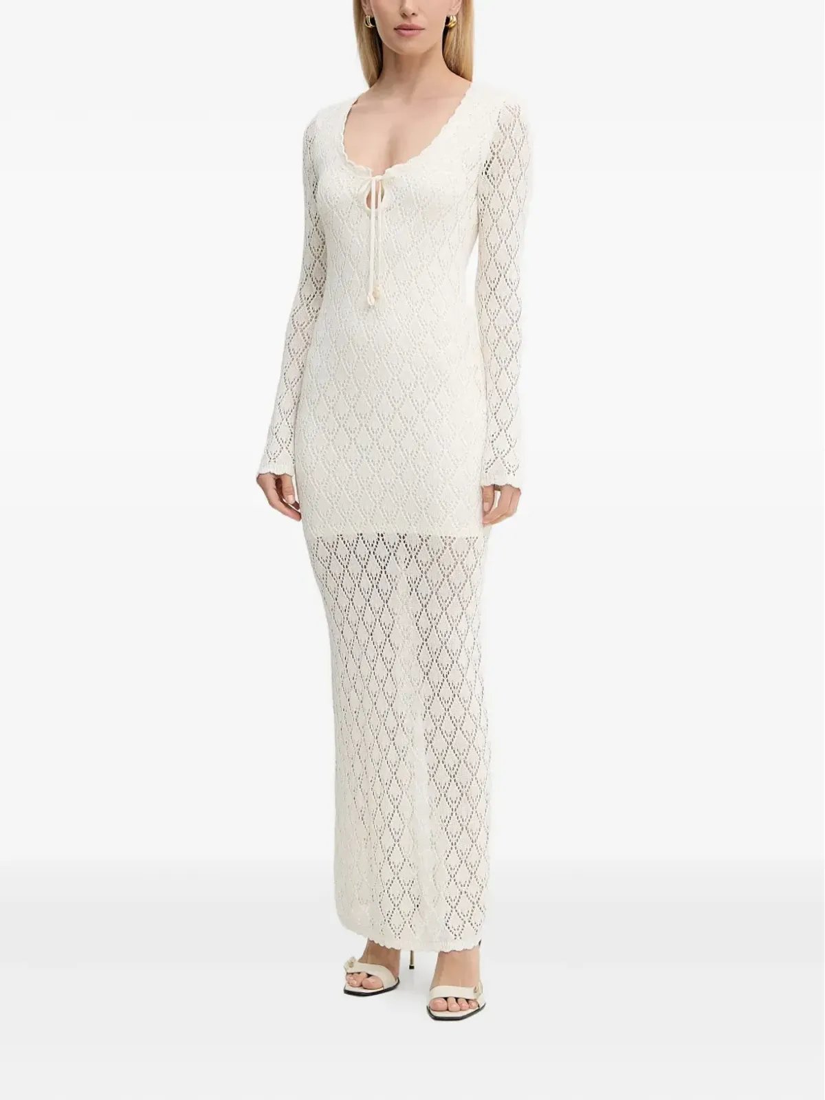 GUESS USA レースアップ crochet マキシドレス - 画像4