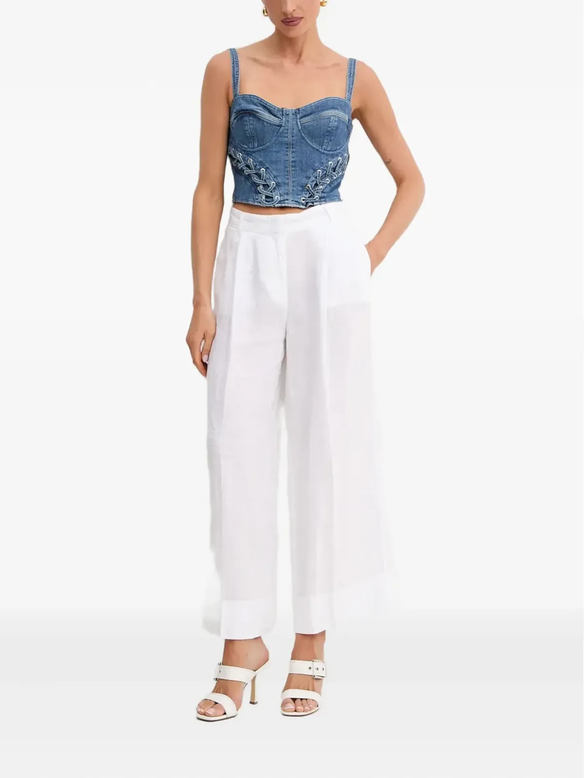 GUESS USA レースアップデニムトップ - 画像2