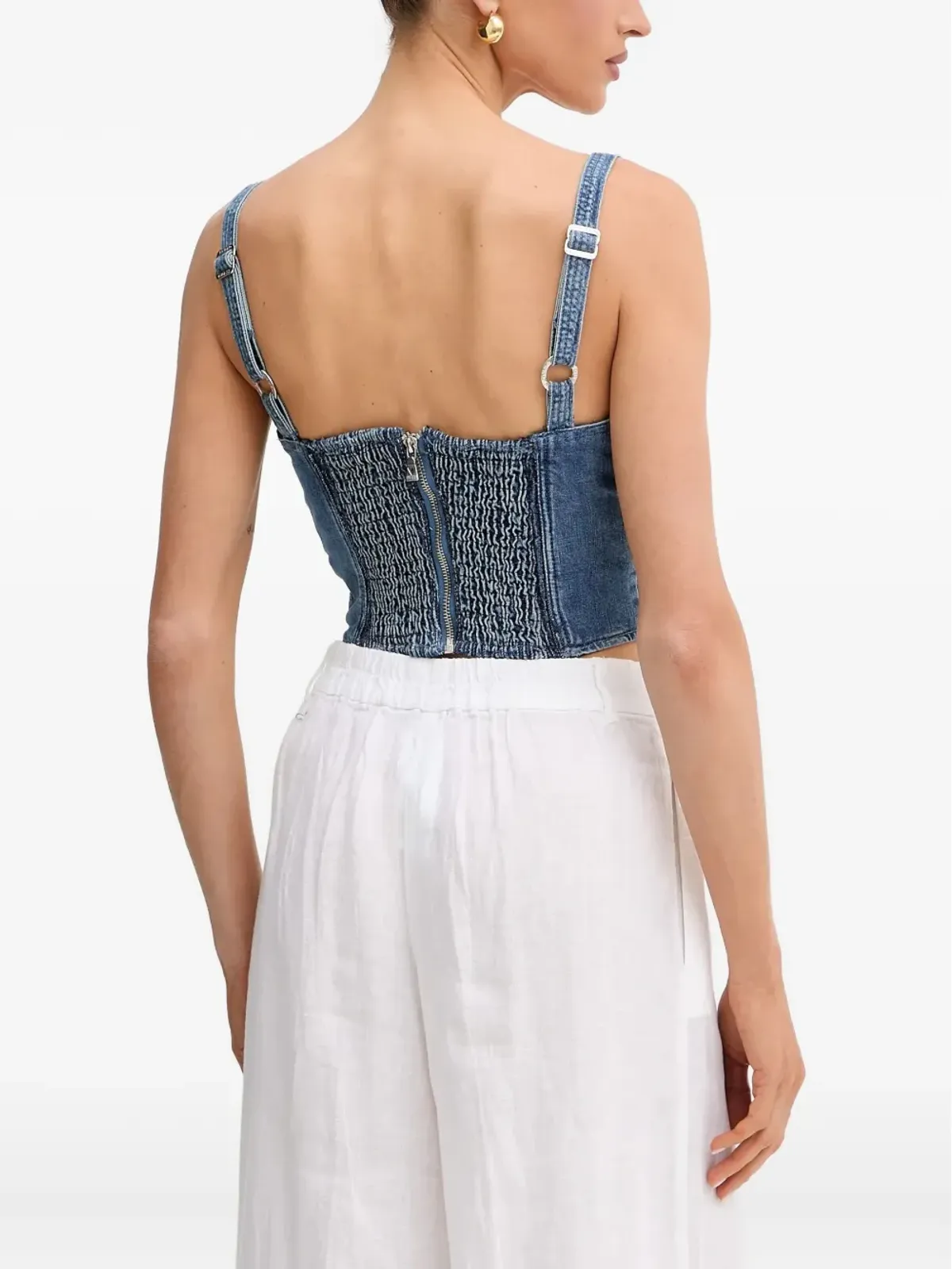 GUESS USA レースアップデニムトップ - 画像3