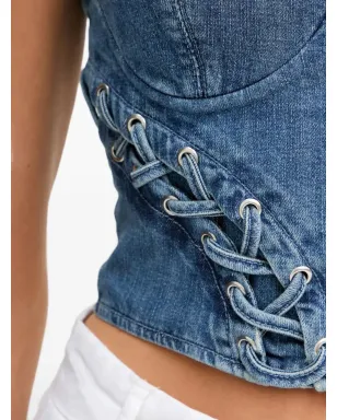 GUESS USA レースアップデニムトップ - サムネイル4