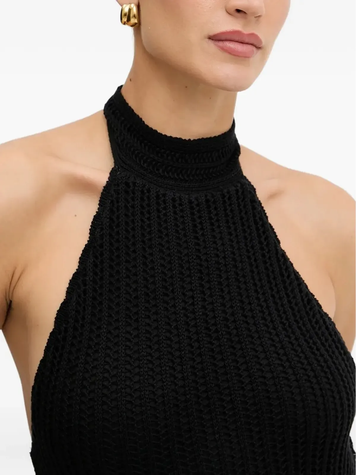 GUESS USA ホルターネック リブニット ミディドレス - 画像4